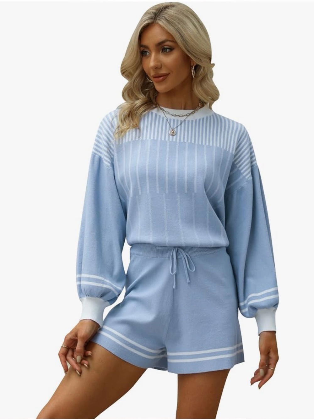 Women's Amazon Brand Light Blue Knit Short set. Size XS